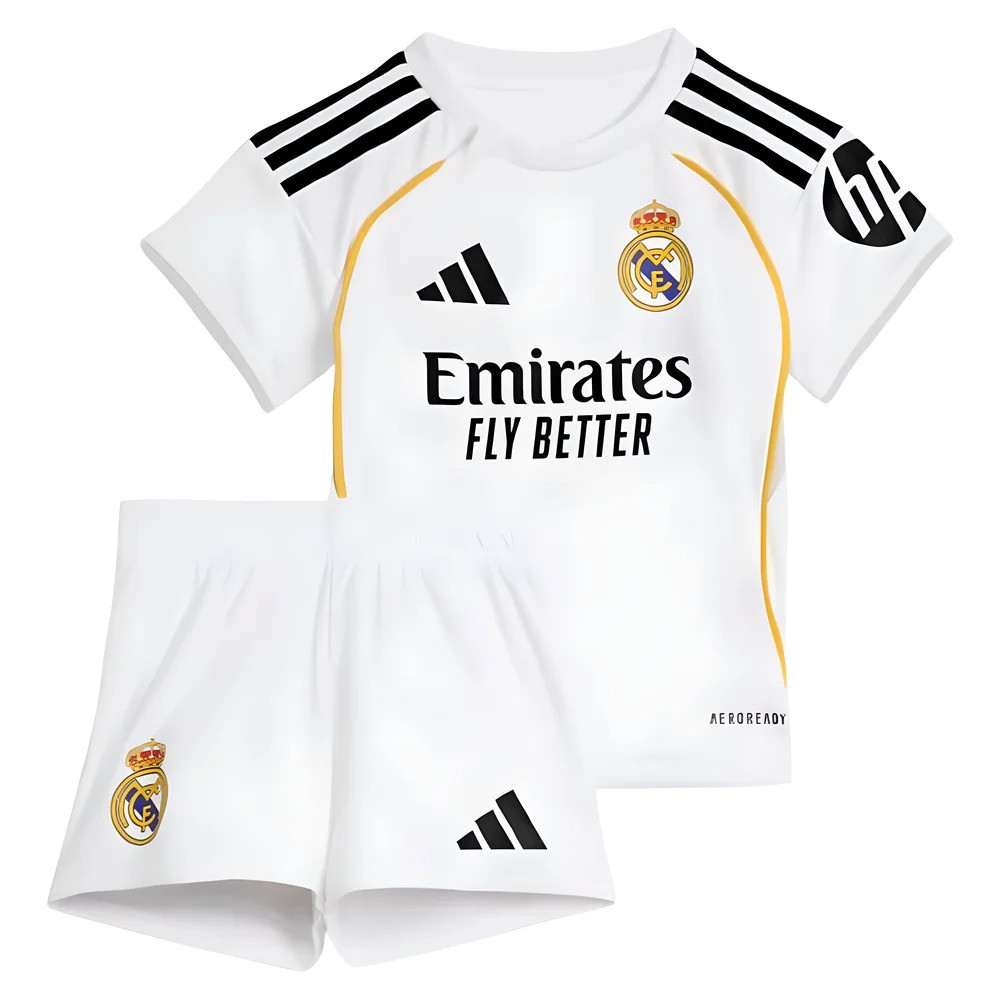 '25-'26 Real Madrid Home Baby Kit Toddler's Polyester Made By: Adidas Unisex Toddler White 6-9 Mo