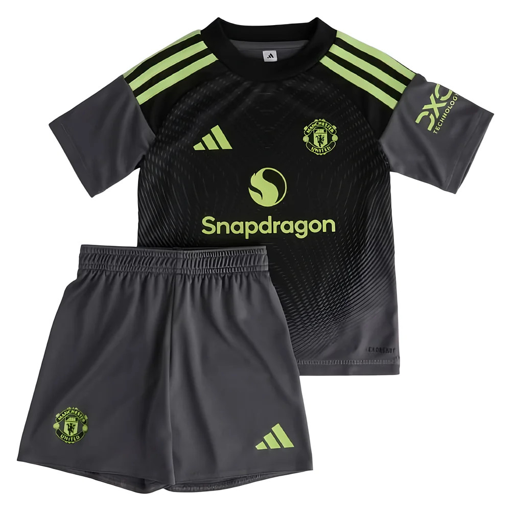 '25-'26 Man Utd Home Goalkeeper Mini Kit Toddler's 2-3 Toddler Polyester Manchester United Made By: Adidas Unisex Toddler Black 18-24 Mo