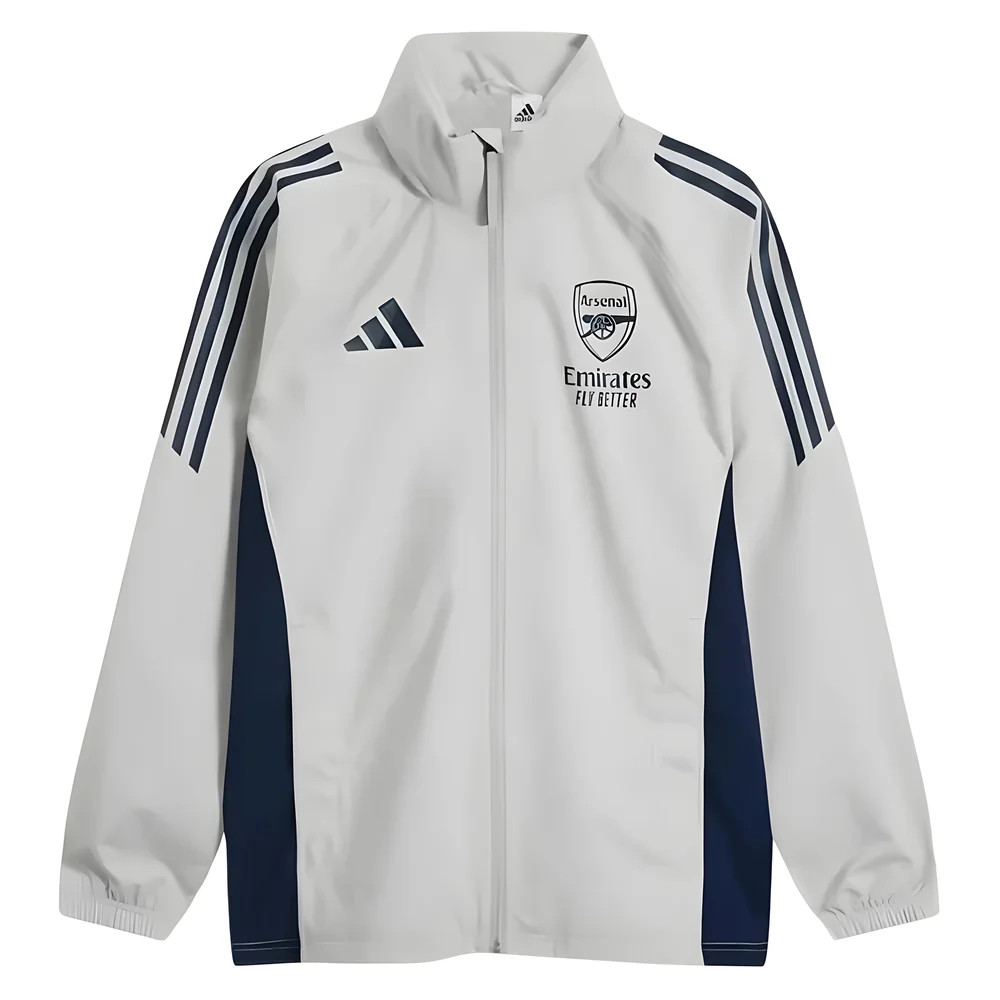 '25-'26 Arsenal Rain Jacket (Grey) Polyester Made By: Adidas Men's Grey Medium