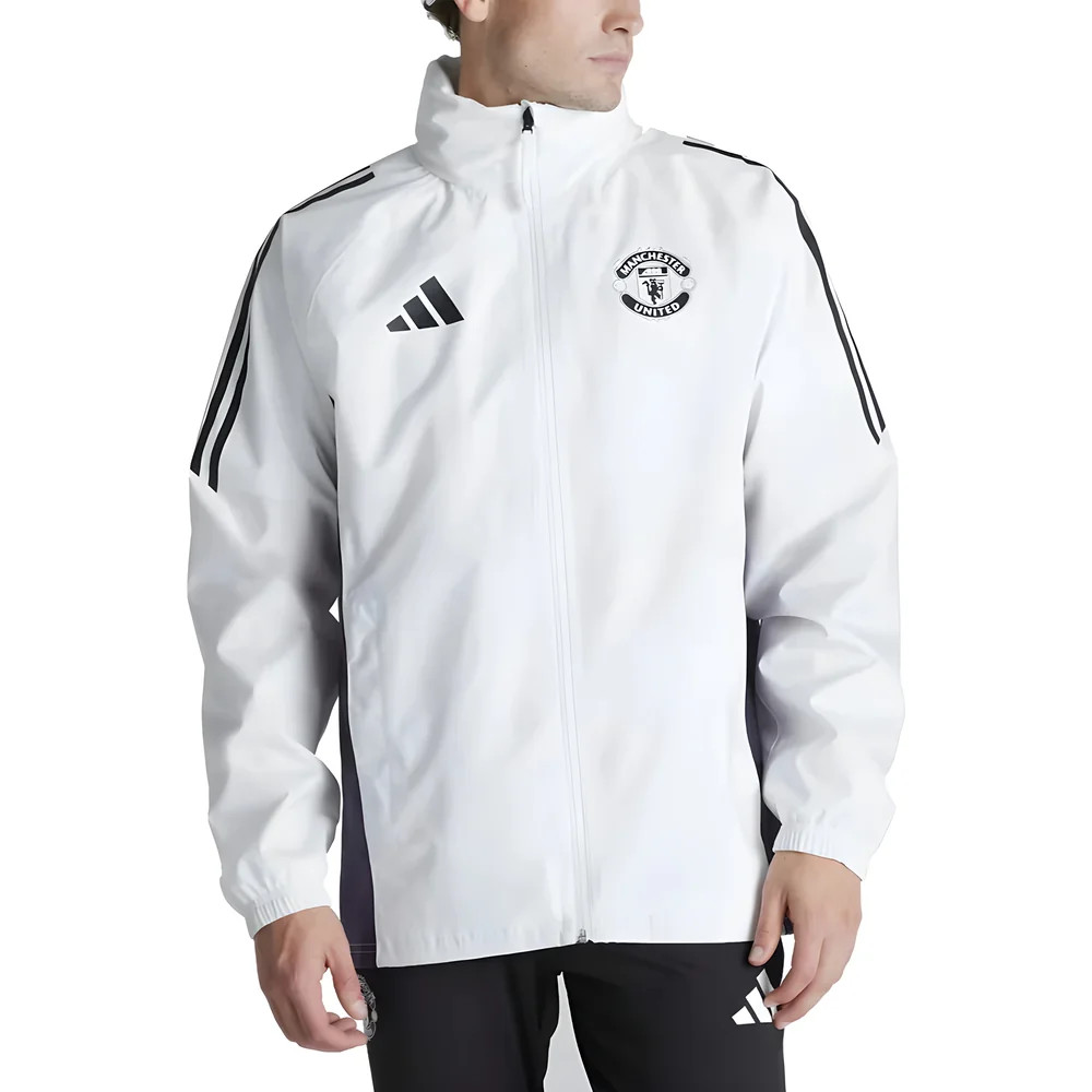 '25-'26 Man Utd Rain Jacket (White) Polyester Manchester United Made By: Adidas Men's White 3XL