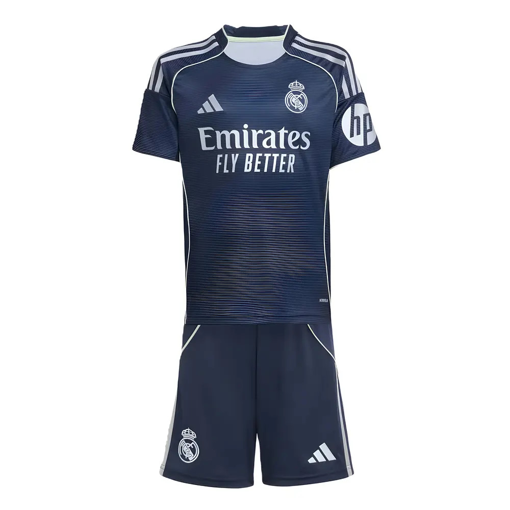 '25-'26 Real Madrid Away Youth Kit Kids Polyester Made By: Adidas Unisex Kids Navy Size 7-8