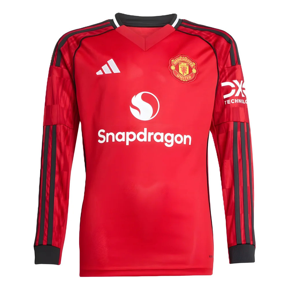 '25-'26 Man Utd Long Sleeve Home Shirt (Kids) 9-10 Polyester Manchester United Made By: Adidas Unisex Kids Red Size 15-16
