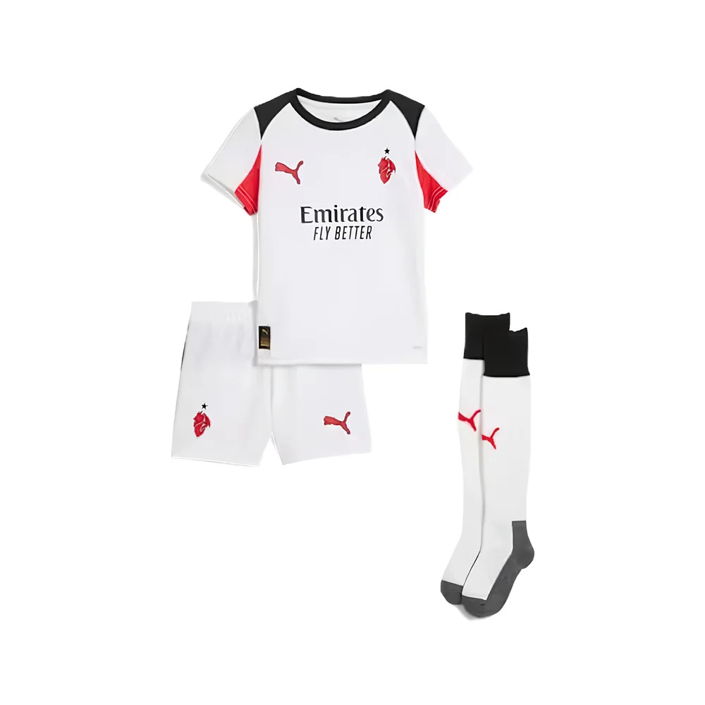 '25-'26 Ac Milan Away Mini Kit Toddler's Polyester Made By: Puma Unisex Toddler White 3-4 Toddler