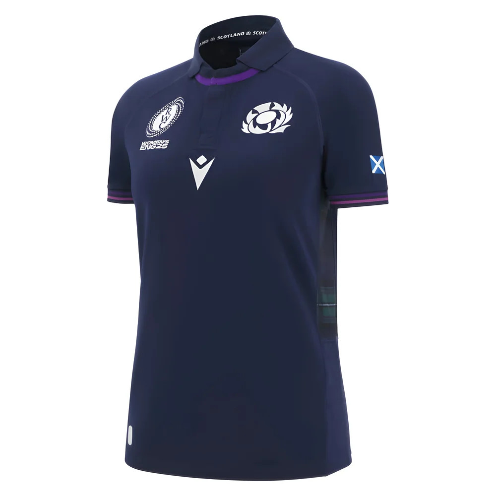 '25-'26 Scotland Home Wrwc Poly Rugby Shirt () Polyester Made By: Macron Women's Navy Medium