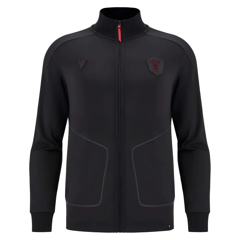 '25-'26 Wales Anthem Jacket (Black) Polyester Azerbaijan Made By: Macron Men's Black Small