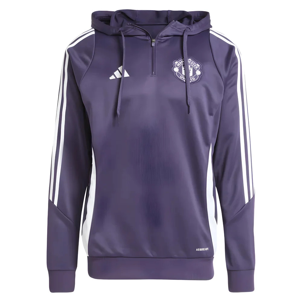'25-'26 Man Utd Training Hoody (Aurora Plum) Polyester Manchester United Made By: Adidas Men's Purple Small