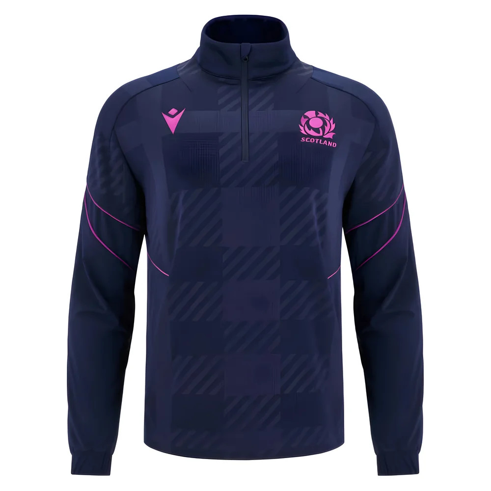 '25-'26 Scotland Rugby Travel Full Zip 3D Hoody (Navy) Polyester Made By: Macron Men's Navy 5XL