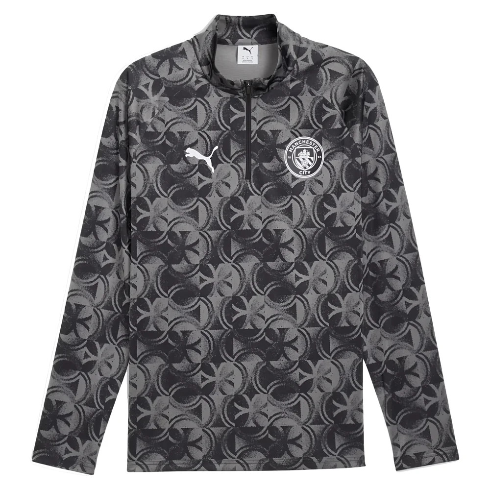 '25-'26 Man City Warm Up 1/4 Zip Top (Black) Polyester Manchester City Made By: Puma Men's Black Extra Large