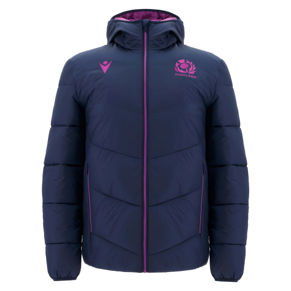 '25-'26 Scotland Rugby Bomber Jacket (Navy) Polyester Made By: Macron Men's Navy 4XL