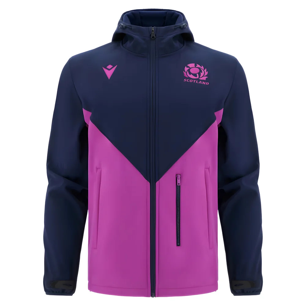 '25-'26 Scotland Rugby Softshell Jacket (Navy) Polyester Made By: Macron Men's Navy 3XL