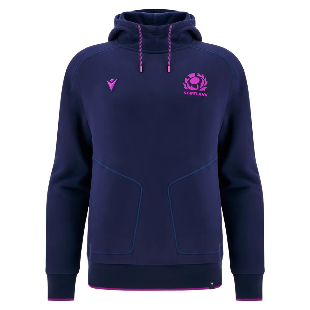 '25-'26 Scotland Rugby Ath Sweat Hoody (Navy) Polyester Made By: Macron Men's Navy 5XL