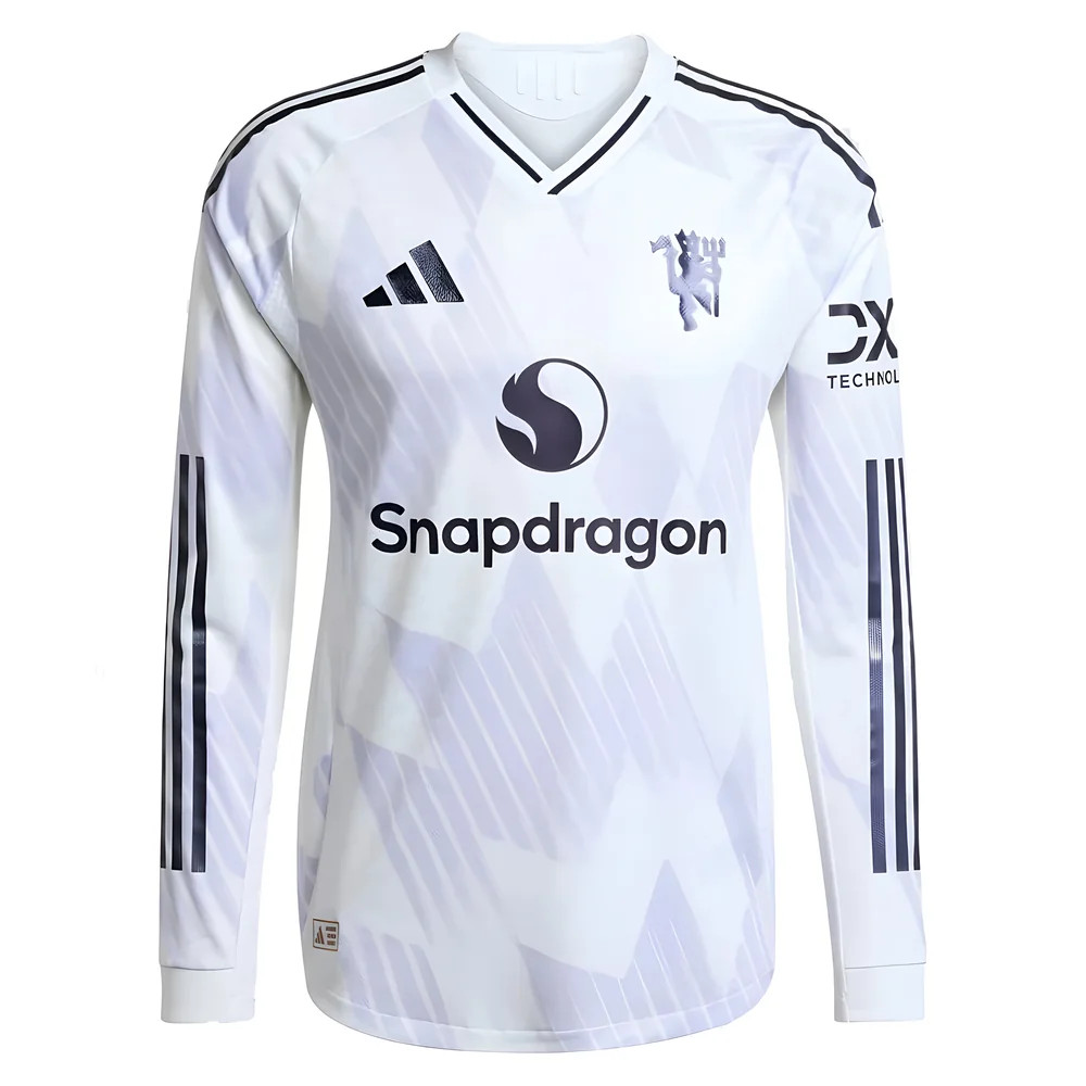 '25-'26 Man Utd Authentic Long Sleeve Away Shirt Polyester Manchester United Made By: Adidas Men's White Small