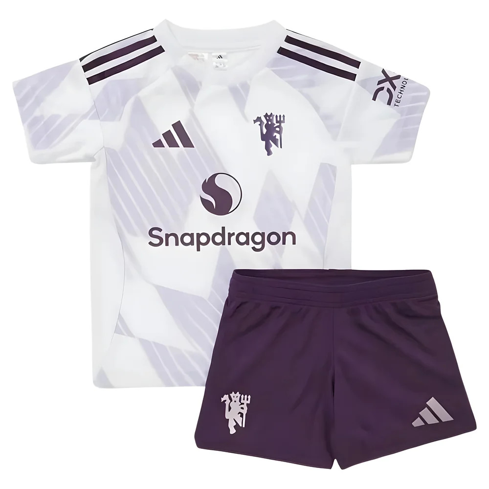 '25-'26 Man Utd Away Baby Kit Kids 3-6 Mo Polyester Manchester United Made By: Adidas Unisex Kids White 9-12 Mo
