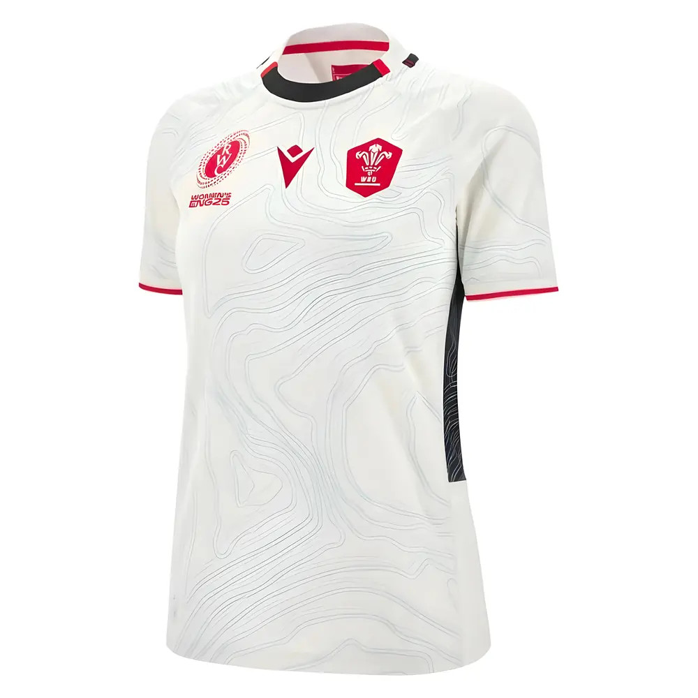 '25-'26 Wales Wru Away Wrwc Rugby Shirt Polyester Azerbaijan Made By: Macron Women's White Extra Large