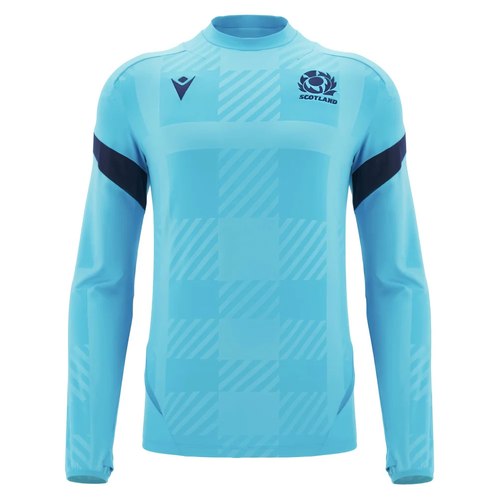 '25-'26 Scotland Rugby Training Sweatshirt (Sky) Polyester Made By: Macron Men's Blue Xxl