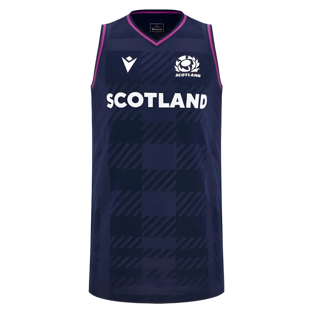 '25-'26 Scotland Rugby Basketball Singlet (Navy) Polyester Made By: Macron Men's Navy Medium