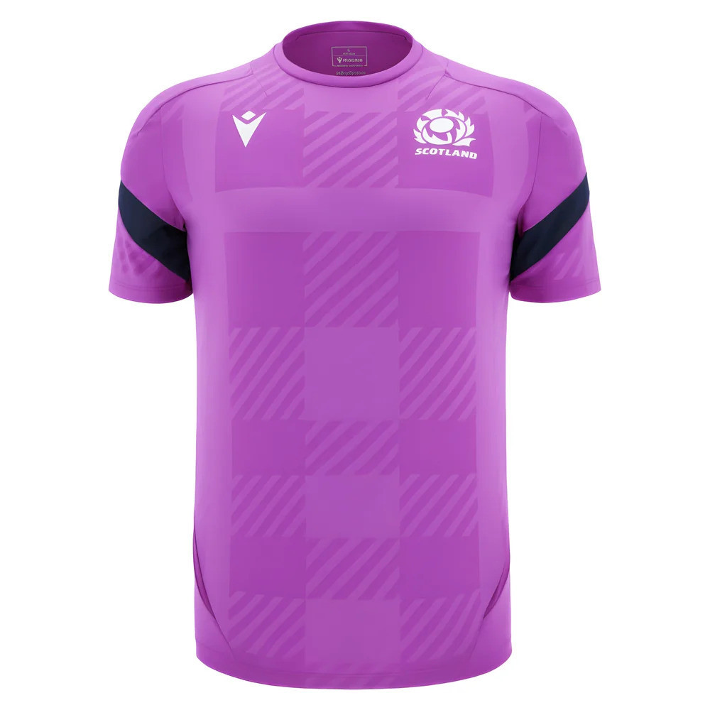 '25-'26 Scotland Rugby Training Poly Shirt (Purple) Polyester Made By: Macron Men's Purple 3XL