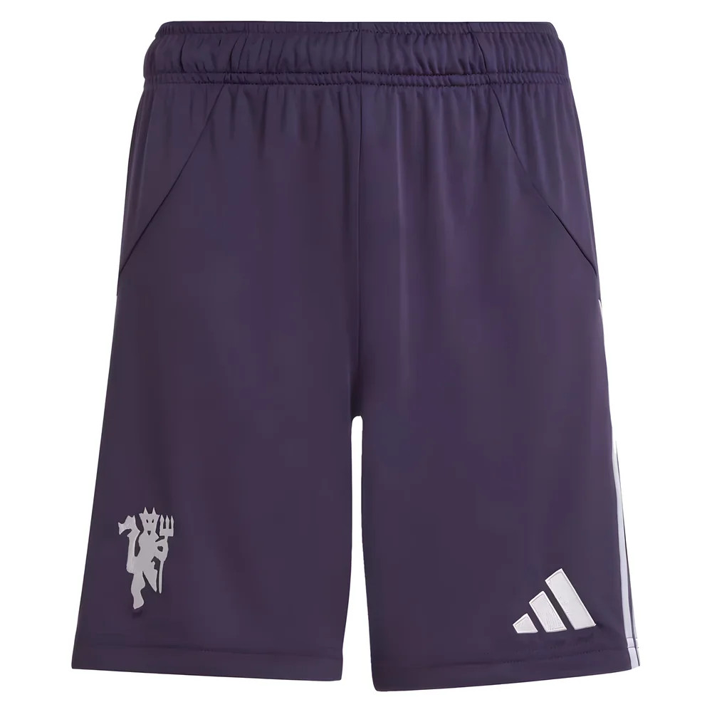 '25-'26 Man Utd Away Shorts (Aurora Plum) - Kids 22 Waist Polyester Manchester United Made By: Adidas Unisex Kids Purple 26 Waist
