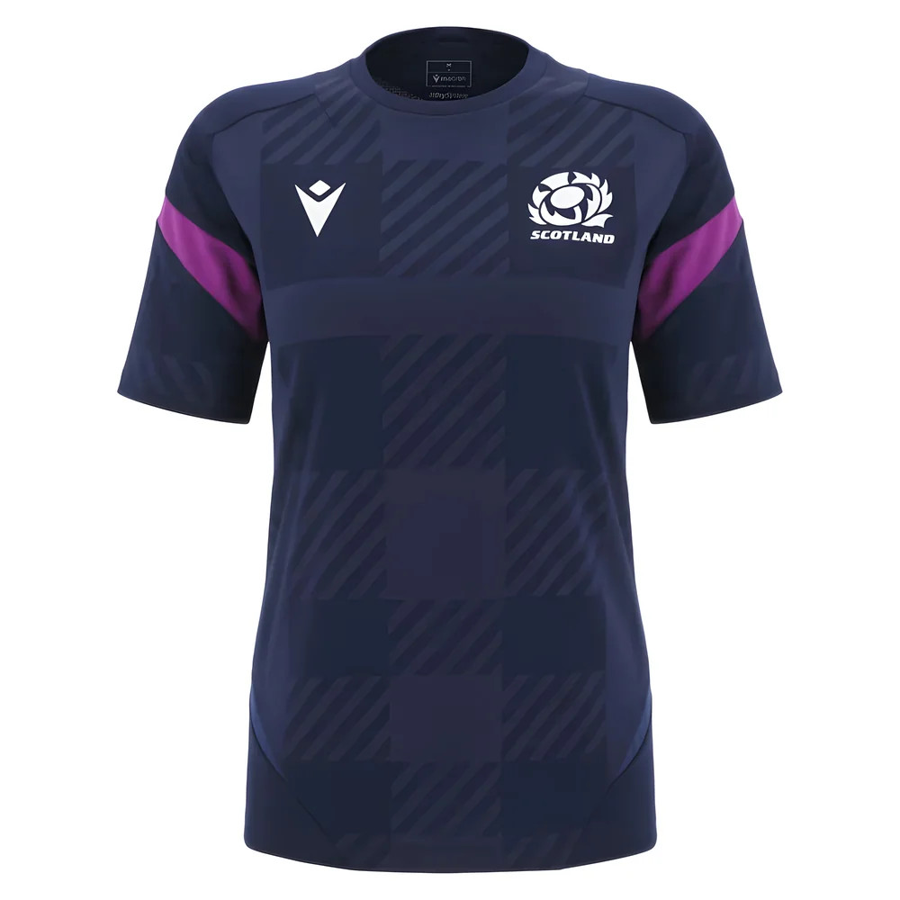 '25-'26 Scotland Rugby Training Shirt (Navy) - Polyester Made By: Macron Women's Navy Extra Small