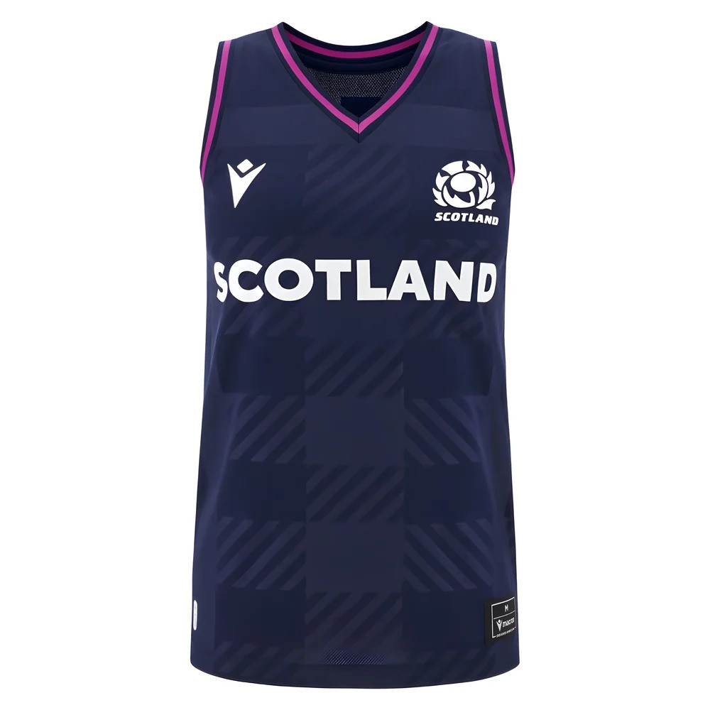 '25-'26 Scotland Rugby Training Singlet (Navy) - Polyester Made By: Macron Women's Navy Small