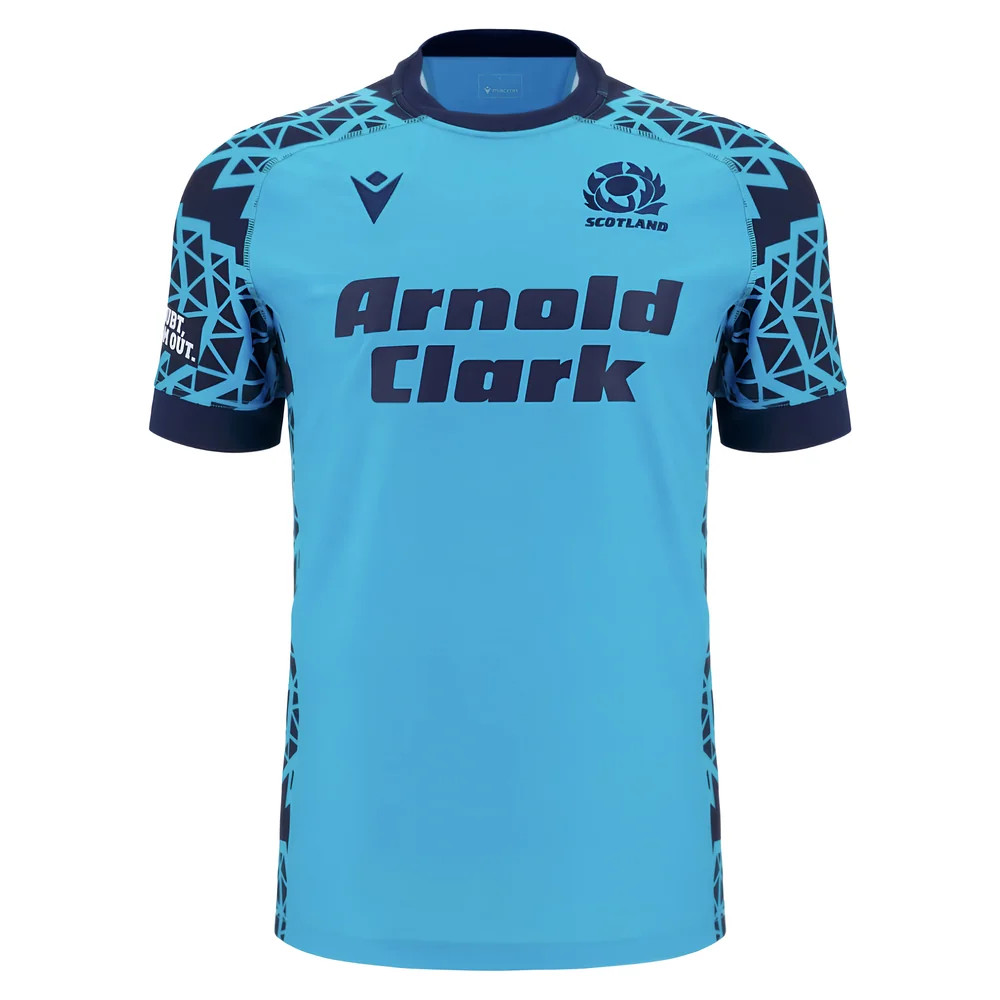 '25-'26 Scotland Rugby Training Jersey (Sky) Polyester Made By: Macron Men's Blue Xxl