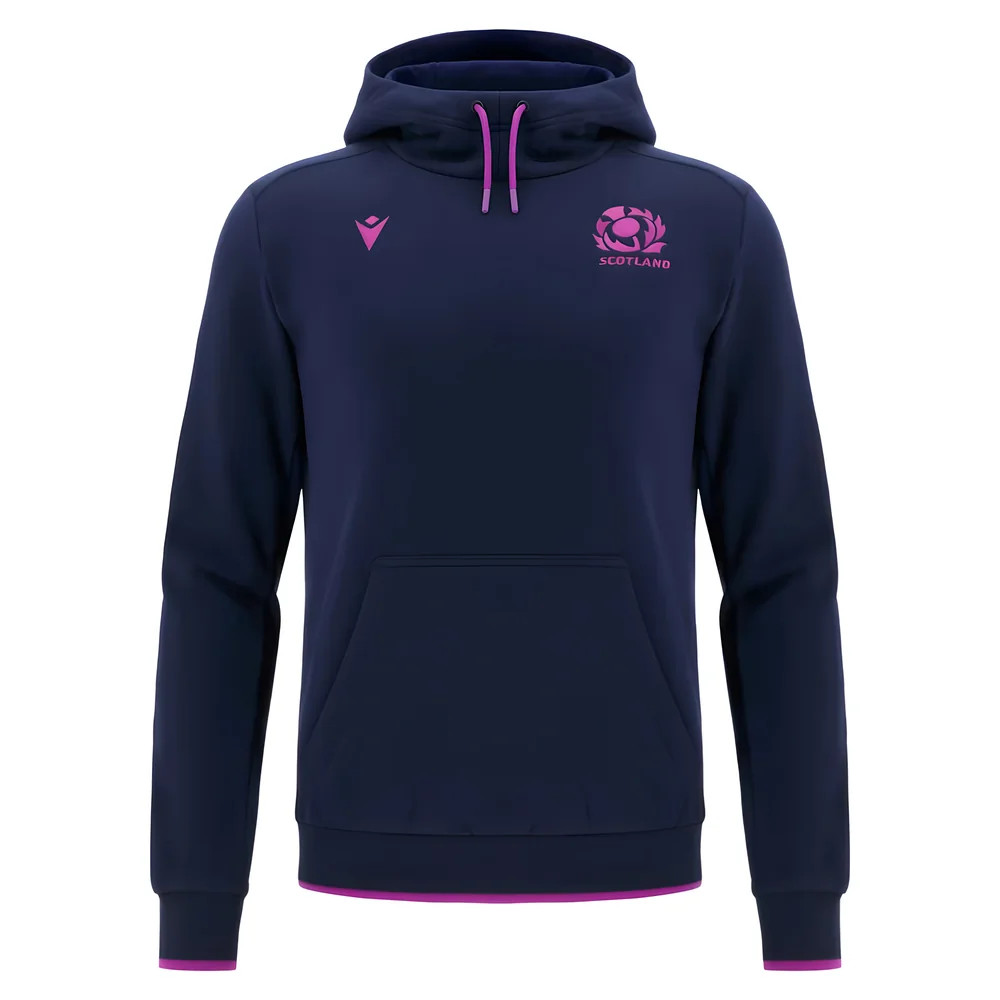 '25-'26 Scotland Rugby Travel Hoody (Navy) Polyester Made By: Macron Men's Navy 5XL