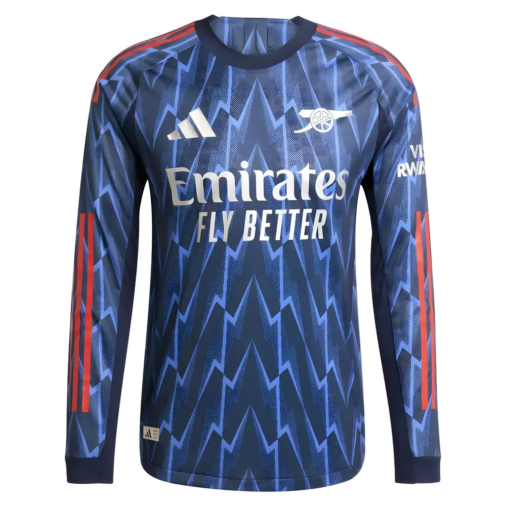 '25-'26 Arsenal Authentic Long Sleeve Away Shirt Polyester Made By: Adidas Men's Blue Xxl