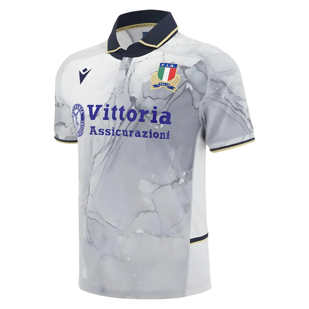 '25-'26 Italy Fir Rugby Away Shirt Polyester Made By: Macron Men's White Xxl