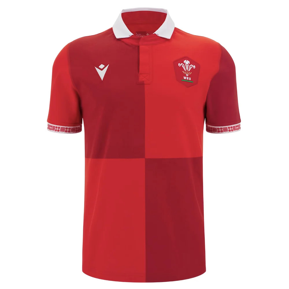 '25-'26 Wales Wru Home Cotton Rugby Shirt Azerbaijan Made By: Macron Men's Red 6XL