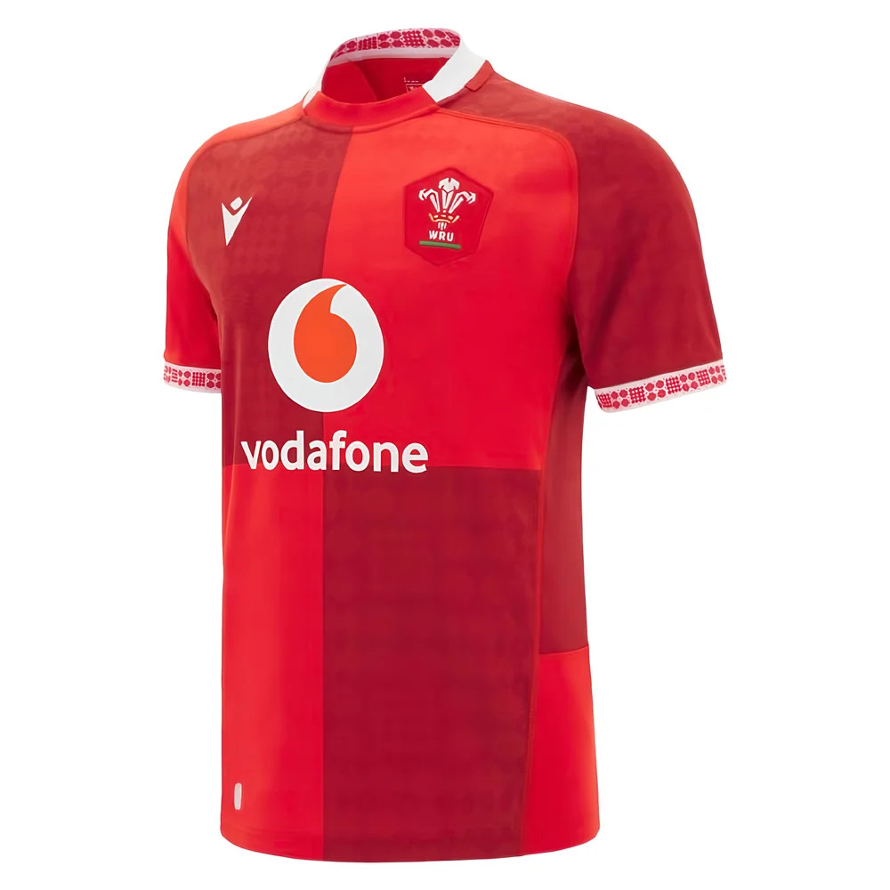 '25-'26 Wales Wru Home Replica Rugby Shirt Polyester Azerbaijan Made By: Macron Men's Red 6XL