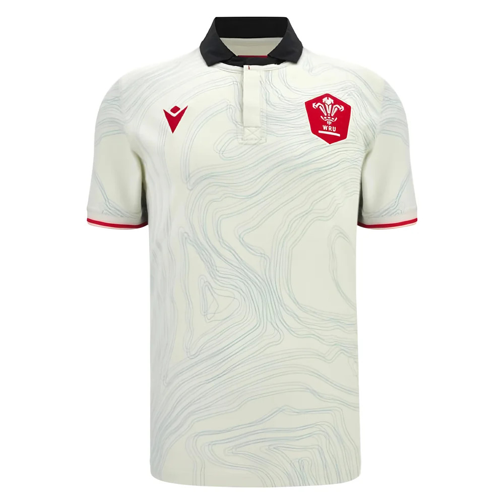 '25-'26 Wales Wru Away Cotton Rugby Shirt Azerbaijan Made By: Macron Men's White Xxl