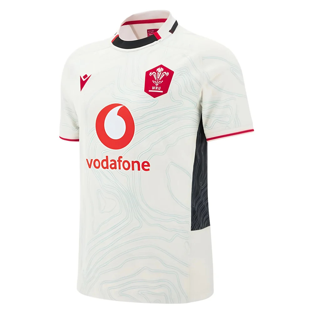 Macron White/Blk/Red Wales Rugby Union Away Shirt 2025 Juniors - 7-8 (S) - Image 5