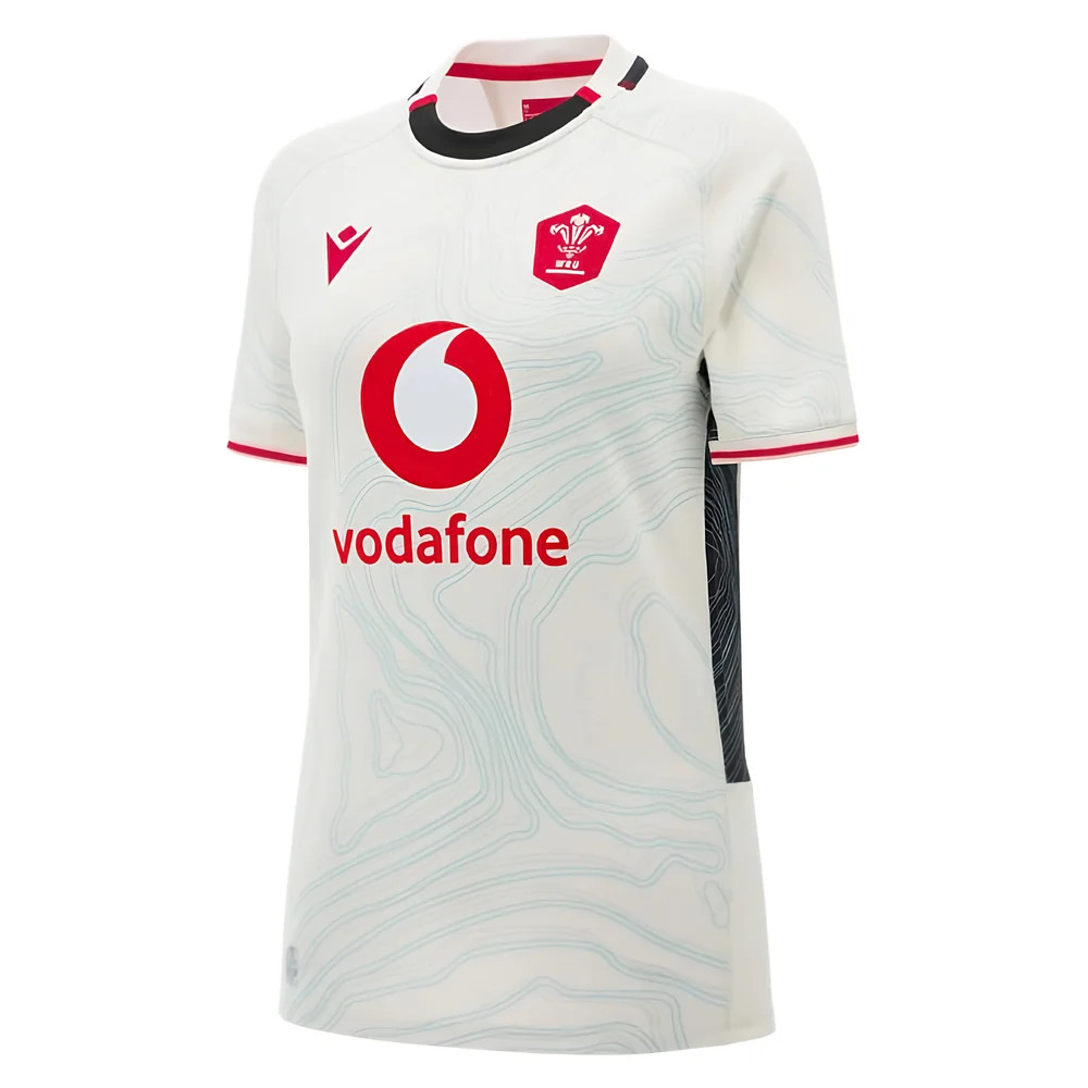 '25-'26 Wales Wru Away Rugby Shirt () Polyester Azerbaijan Made By: Macron Women's White Extra Small