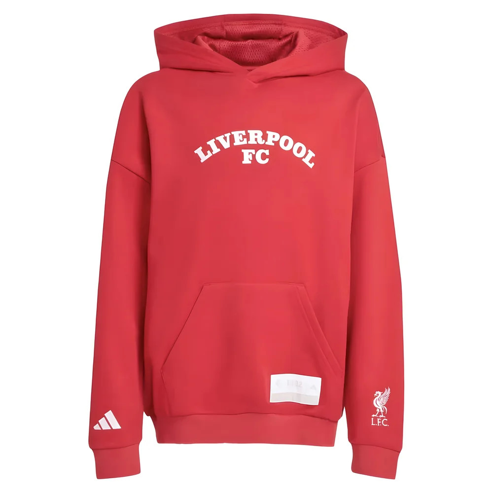 '25-'26 Liverpool Us Hoody (Red) - Kids 9-10 Polyester Made By: Adidas Unisex Kids Red Size 15-16