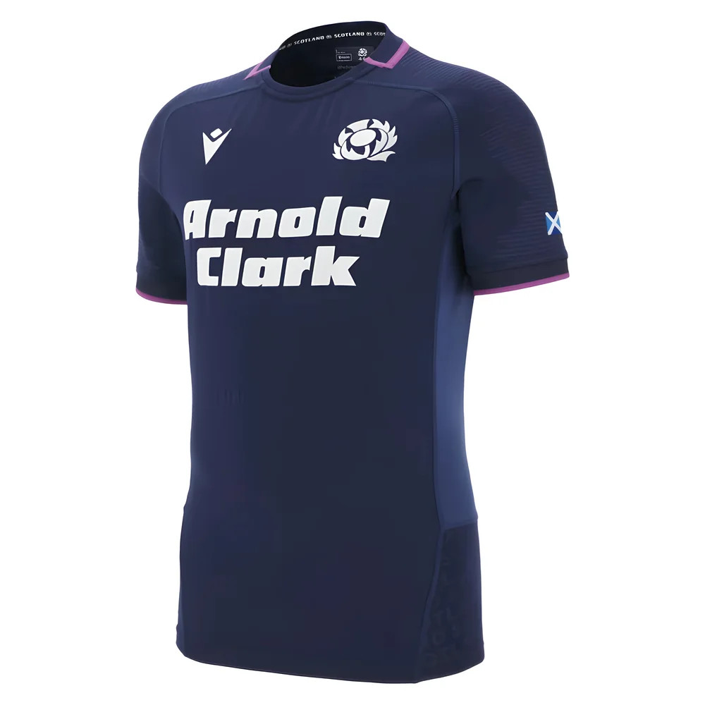 '25-'26 Scotland Home Rugby Slim Fit Shirt Polyester Made By: Macron Men's Navy Large