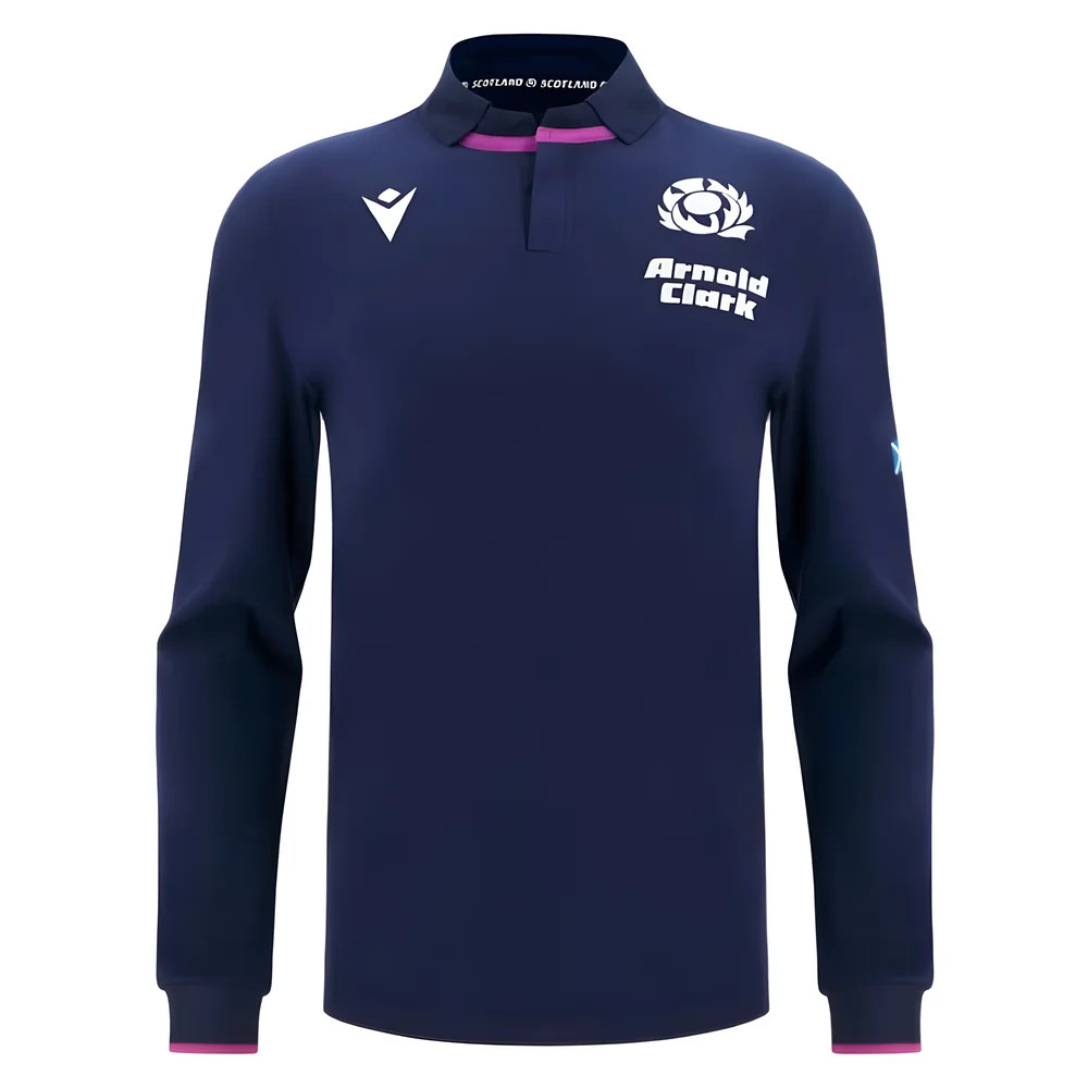 '25-'26 Scotland Rugby Ls Cotton Home Shirt Made By: Macron Men's Navy 3XL