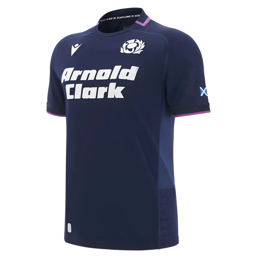 '25-'26 Scotland Rugby Home Replica Shirt Polyester Made By: Macron Men's Navy 5XL