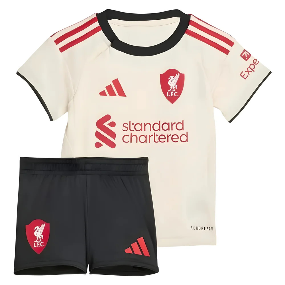 '25-'26 Liverpool Away Baby Kit Toddler's 3-6 Mo Polyester Made By: Adidas Unisex Toddler White 12-18 Mo