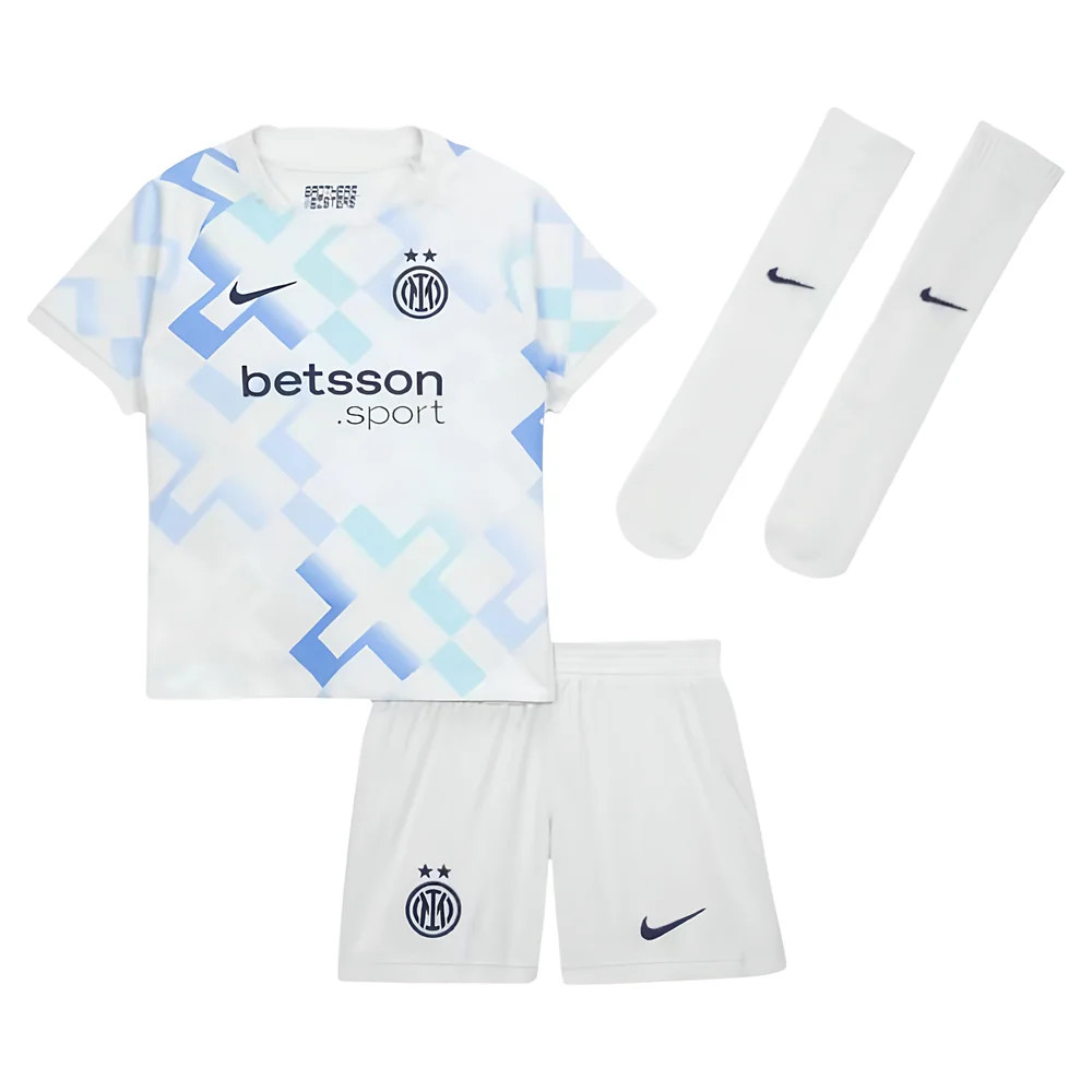 '25-'26 Inter Milan Away Mini Kit Kids Polyester Made By: Nike Unisex Kids White Extra Large