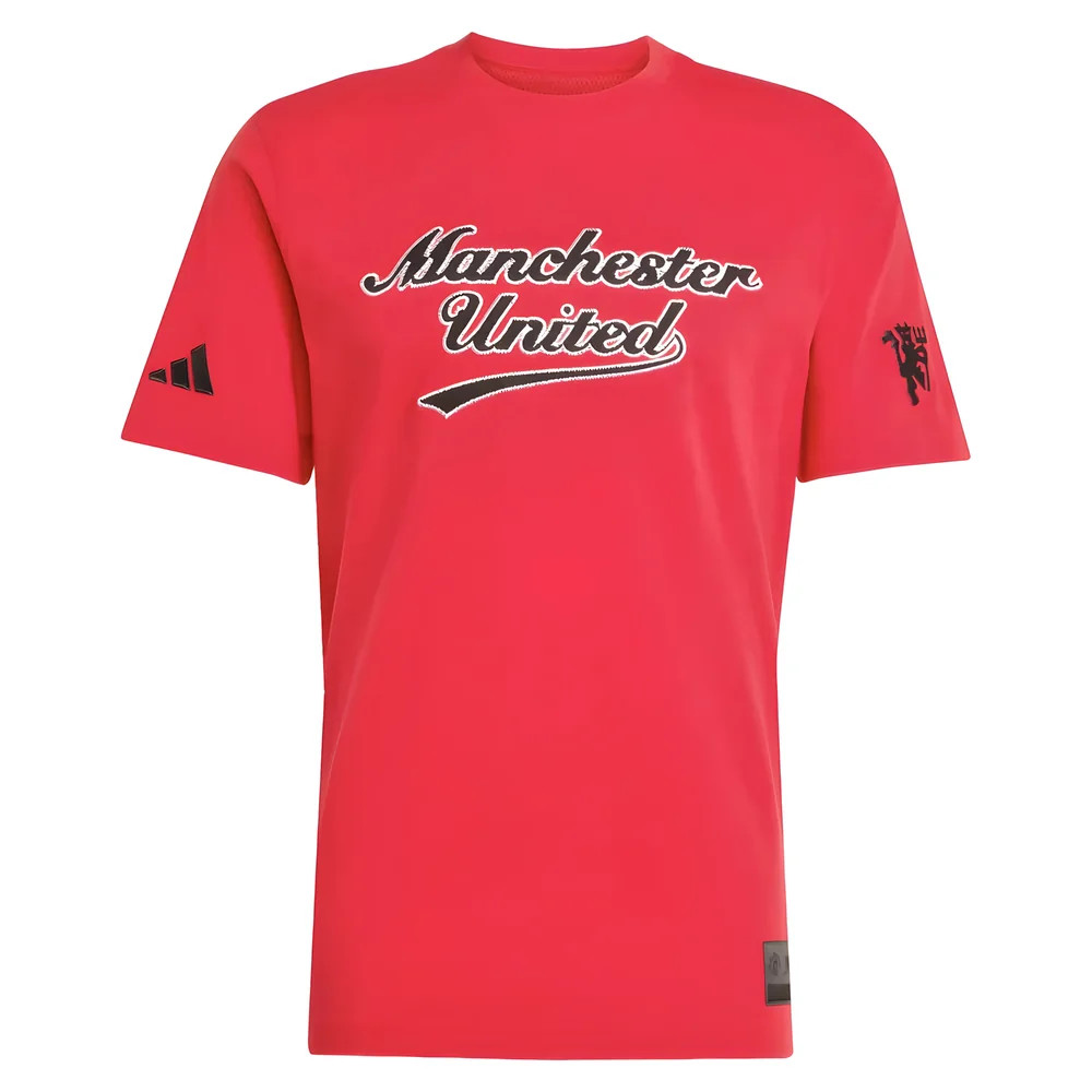 '25-'26 Man Utd Us Tee (Red) Polyester Manchester United Made By: Adidas Men's Red Extra Large