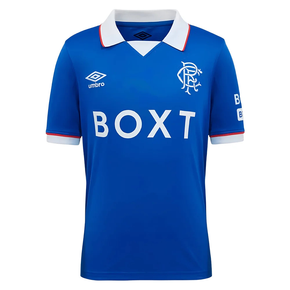 '25-'26 Rangers Home Shirt (Kids) Polyester Made By: Umbro Unisex Kids Blue Medium