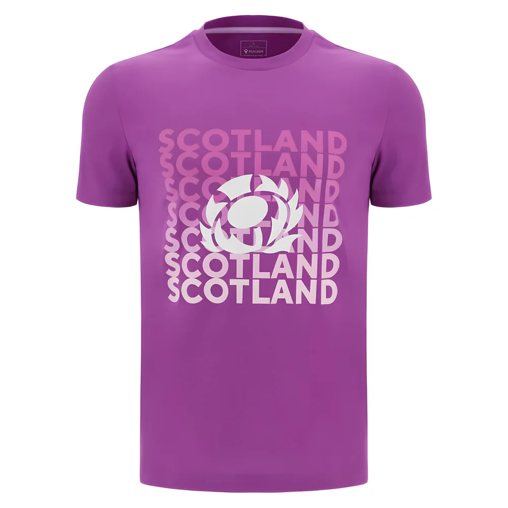 '25-'26 Scotland Leisure Rugby T-Shirt (Purple) Polyester Made By: Macron Men's Purple Extra Large