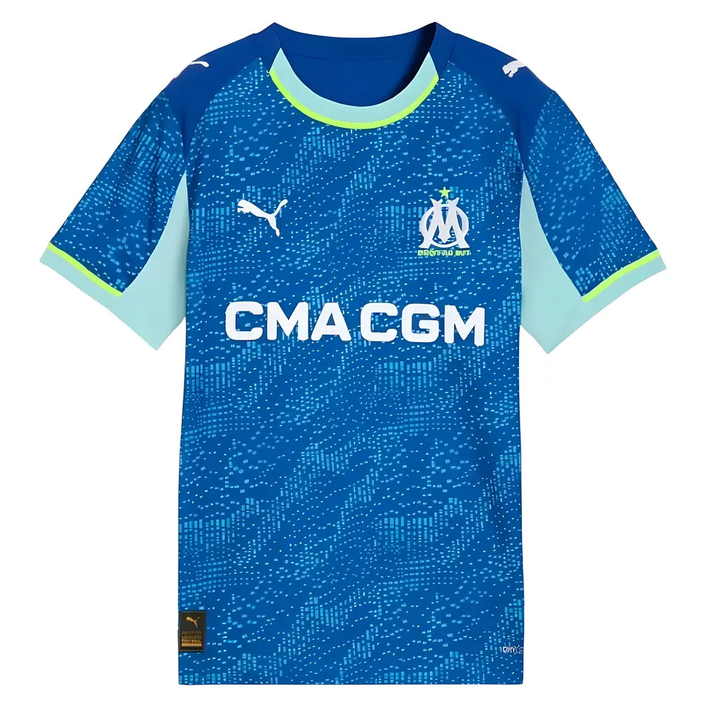 '25-'26 Marseille Third Shirt (Kids) 7-8 Polyester Made By: Puma Unisex Kids Blue Size 9-10