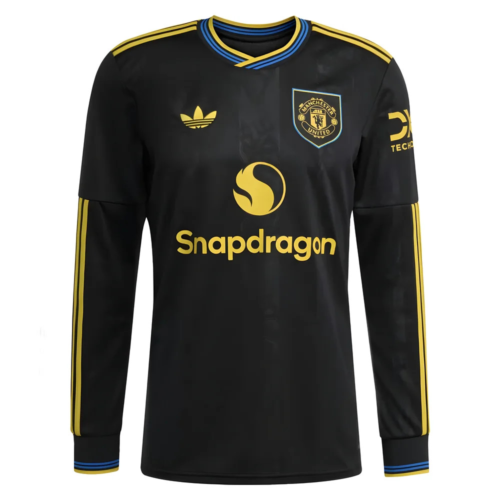 '25-'26 Man Utd Long Sleeve Third Shirt Polyester Manchester United Made By: Adidas Men's Black Extra Large