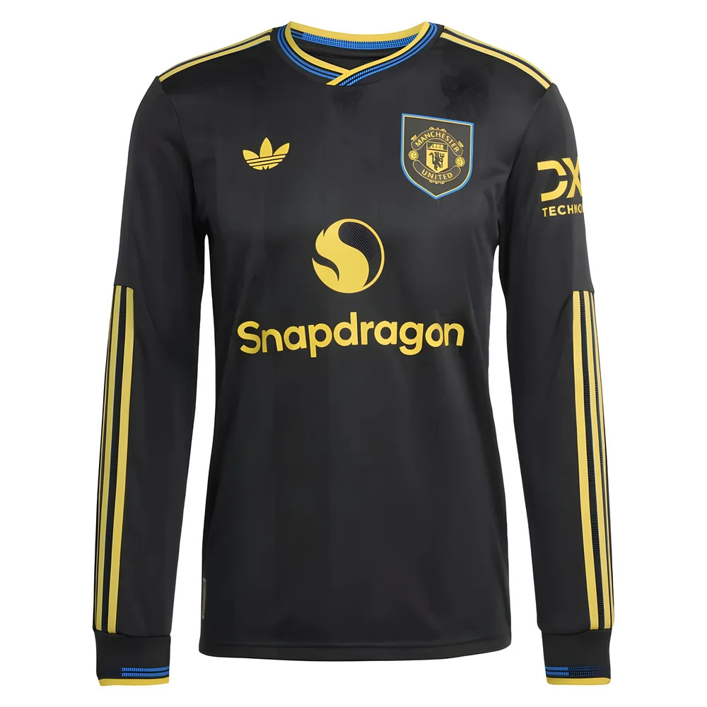 '25-'26 Man Utd Authentic Long Sleeve Third Shirt Polyester Manchester United Made By: Adidas Men's Black Extra Large