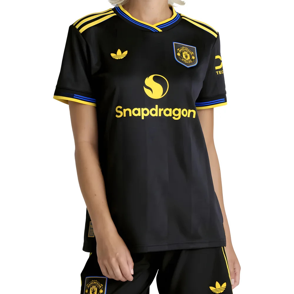'25-'26 Man Utd Authentic Third Shirt () Polyester Manchester United Made By: Adidas Women's Black Extra Small