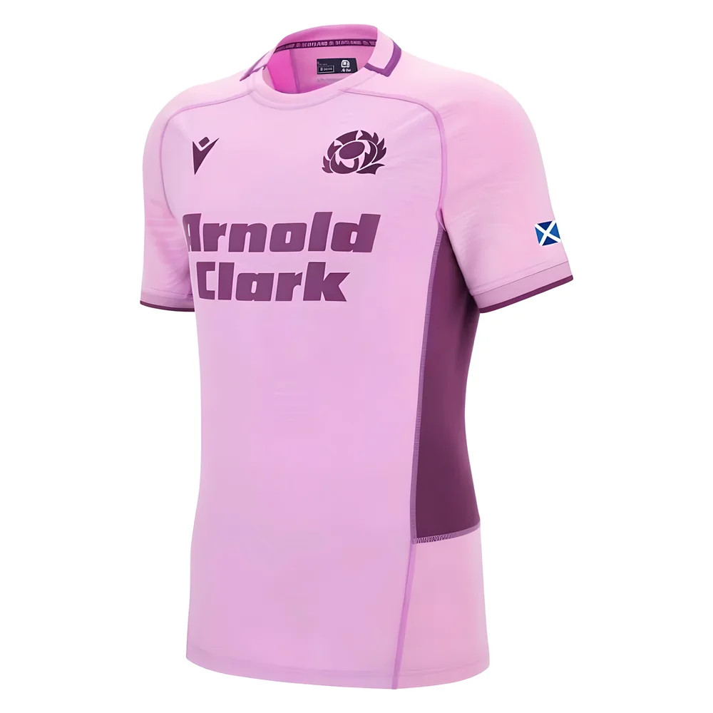'25-'26 Scotland Rugby Away Slim Fit Shirt Polyester Made By: Macron Men's Pink Medium