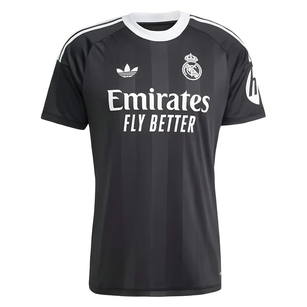 '25-'26 Real Madrid Third Goalkeeper Shirt (Black) Polyester Made By: Adidas Men's Black Large