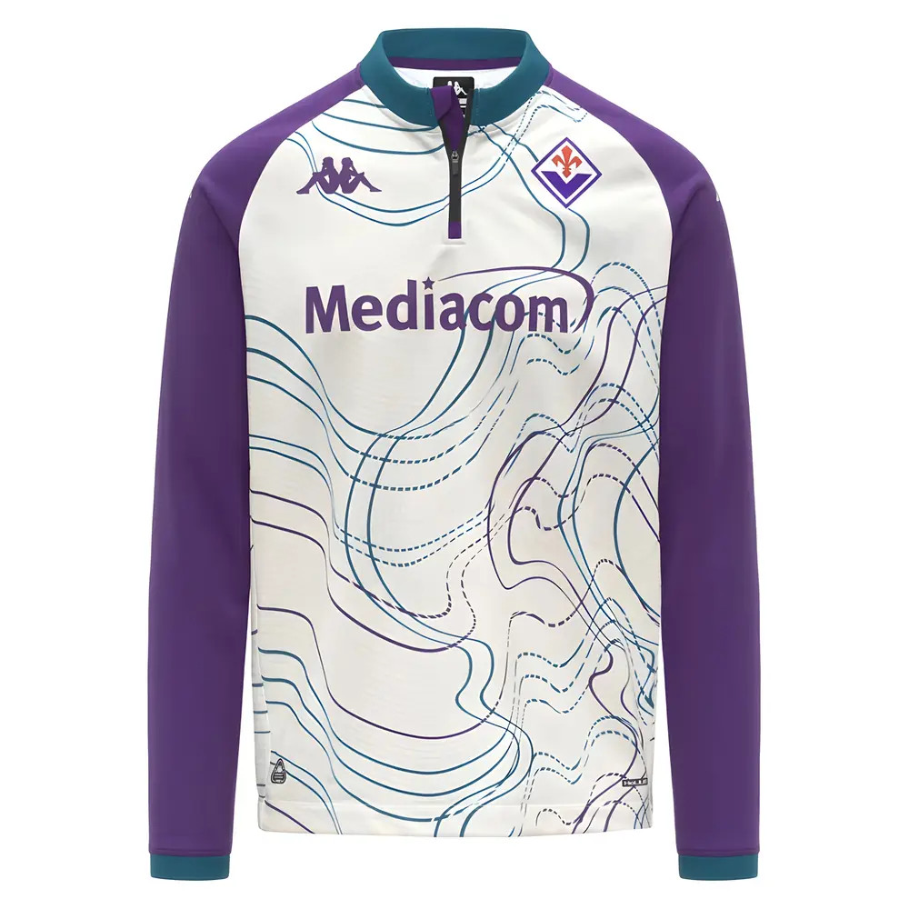 '25-'26 Fiorentina Pre Match Sweat Top (-Violet) Polyester Made By: Kappa Men's White Xxl