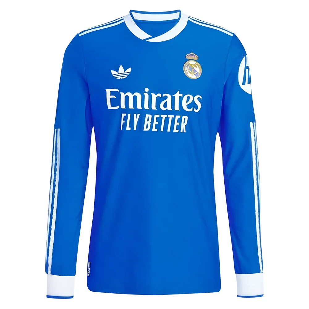'25-'26 Real Madrid Authentic Long Sleeve Third Shirt Polyester Made By: Adidas Men's Blue 3XL